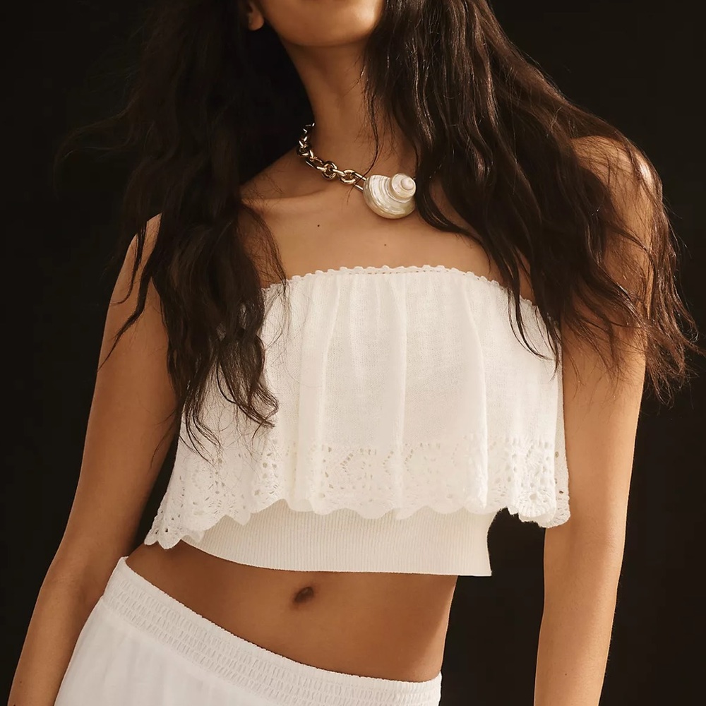 By Anthropologie Ruffled Tube Sweater Top size XL